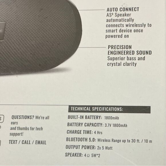 AS8 Airbuds Wireless Speaker Bluetooth 30ft Handsfree Calling 8Hrs Playtime - Picture 4 of 9